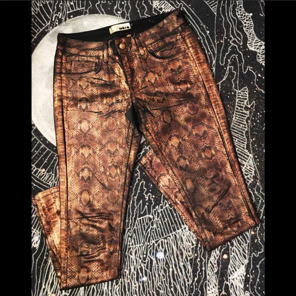 Top shop snake 🐍 skin printed wax jeans